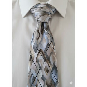 J. Garcia Collectors Edition - Carousel - silver tan blue silk tie - 60"